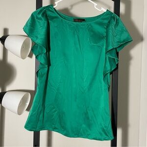 The Limited Green Ruffle Sleeve Blouse